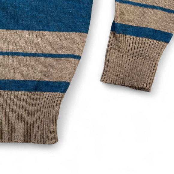 Vintage Sutton Place Polo Shirt Adult MEDIUM Green Brown Striped 80s - Picture 6 of 8